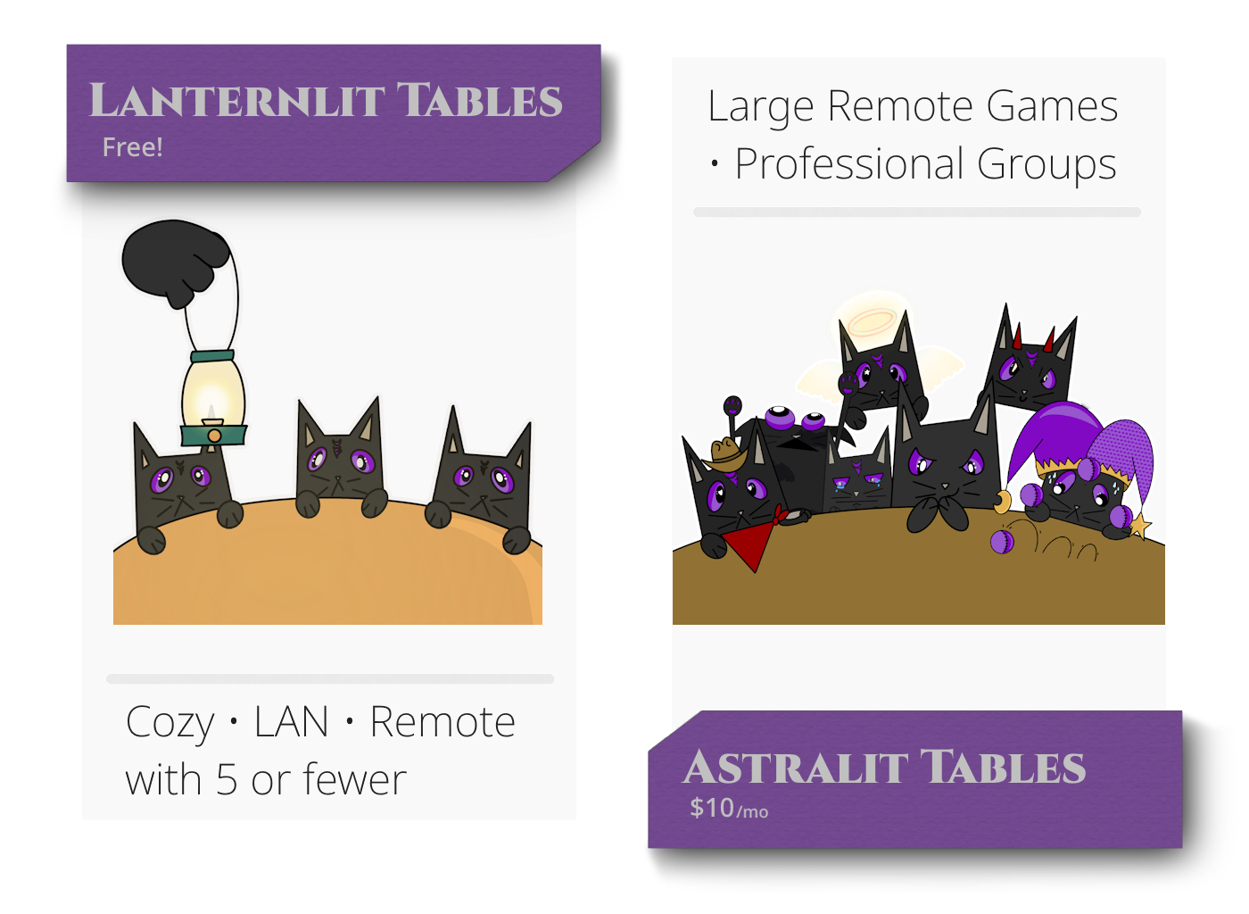 Lanternlit and Astralit game table tiers